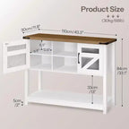 ACOINEL 43.3 Table d'entrée de ferme avec rangement, Console rustique pour canapé/couloir, Table de couloir étroite blanc et noyer