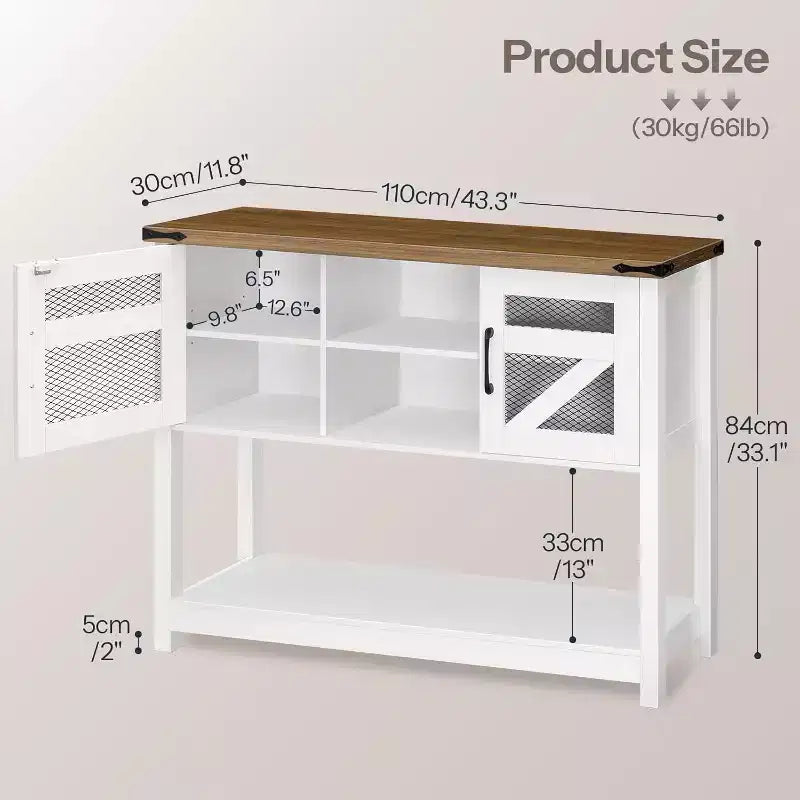ACOINEL 43.3 Table d'entrée de ferme avec rangement, Console rustique pour canapé/couloir, Table de couloir étroite blanc et noyer
