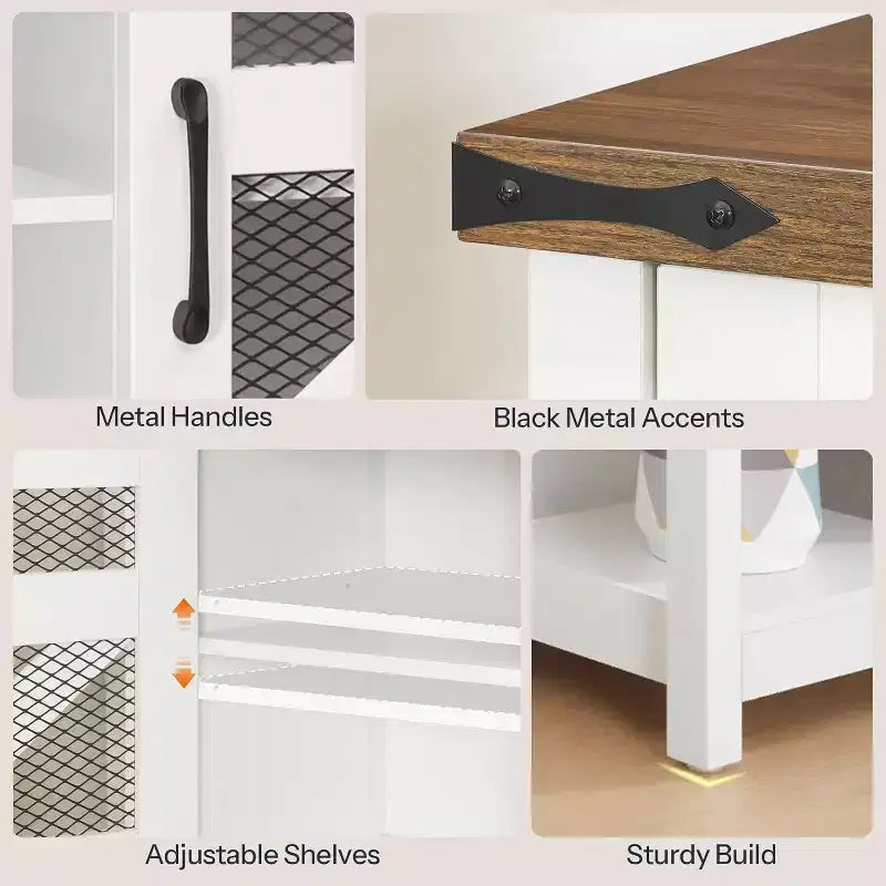 ACOINEL 43.3 Table d'entrée de ferme avec rangement, Console rustique pour canapé/couloir, Table de couloir étroite blanc et noyer