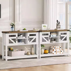 ACOINEL 43.3 Table d'entrée de ferme avec rangement, Console rustique pour canapé/couloir, Table de couloir étroite blanc et noyer
