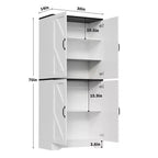 Meuble de rangement pour garde-manger de cuisine de ferme de 69 po | Armoire autoportante avec 4 portes et 2 étagères réglables pour salle à manger et salon