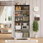 Meuble de rangement pour garde-manger de cuisine de ferme de 69 po | Armoire autoportante avec 4 portes et 2 étagères réglables pour salle à manger et salon