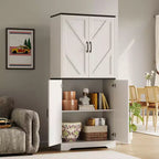 Meuble de rangement pour garde-manger de cuisine de ferme de 69 po | Armoire autoportante avec 4 portes et 2 étagères réglables pour salle à manger et salon