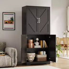 Meuble de rangement pour garde-manger de cuisine de ferme de 69 po | Armoire autoportante avec 4 portes et 2 étagères réglables pour salle à manger et salon