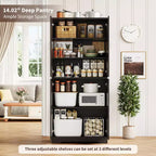 Meuble de rangement pour garde-manger de cuisine de ferme de 69 po | Armoire autoportante avec 4 portes et 2 étagères réglables pour salle à manger et salon