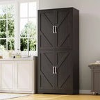 Meuble de rangement pour garde-manger de cuisine de ferme de 69 po | Armoire autoportante avec 4 portes et 2 étagères réglables pour salle à manger et salon