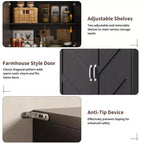 Meuble de rangement pour garde-manger de cuisine de ferme de 69 po | Armoire autoportante avec 4 portes et 2 étagères réglables pour salle à manger et salon