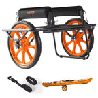 VEVOR Kayak Cart, 330lbs Load Capacity, Canoe Cart Dolly with 15in Solid Rubber Tires&Kickstand, Assembles&Disassembles Within Seconds, Black+Orange