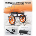Chariot de kayak VEVOR, capacité de charge de 150 kg, chariot de canoë avec pneus en caoutchouc plein de 38 cm et béquille, montage et démontage en quelques secondes, noir+orange