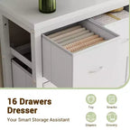 Commode pour Chambre à Coucher, Grande Commode de Rangement en Tissu à 16 Tiroirs, 101,3 cm (L) x 130 cm (H) pour la Maison