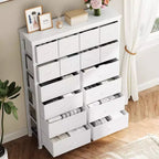 Commode pour Chambre à Coucher, Grande Commode de Rangement en Tissu à 16 Tiroirs, 101,3 cm (L) x 130 cm (H) pour la Maison