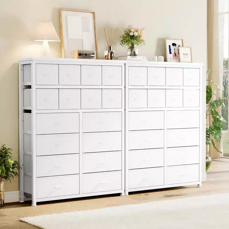 Commode pour Chambre à Coucher, Grande Commode de Rangement en Tissu à 16 Tiroirs, 101,3 cm (L) x 130 cm (H) pour la Maison