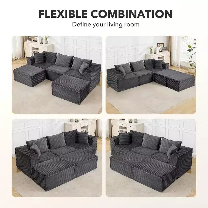 Canapé de salon modulable, canapé modulable en forme de nuage, design minimaliste moderne, avec repose-pieds, aucun assemblage requis, convient pour le salon