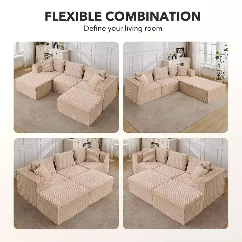 Canapé de salon modulable, canapé modulable en forme de nuage, design minimaliste moderne, avec repose-pieds, aucun assemblage requis, convient pour le salon