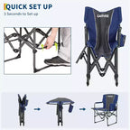 Chaise pliante de camping pour adultes - Chaise de jardin portable avec table d'appoint, pochette et porte-boissons, chaise de réalisateur robuste pour camping-car, plage, jardin