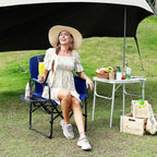 Chaise pliante de camping pour adultes - Chaise de jardin portable avec table d'appoint, pochette et porte-boissons, chaise de réalisateur robuste pour camping-car, plage, jardin