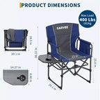 Chaise pliante de camping pour adultes - Chaise de jardin portable avec table d'appoint, pochette et porte-boissons, chaise de réalisateur robuste pour camping-car, plage, jardin