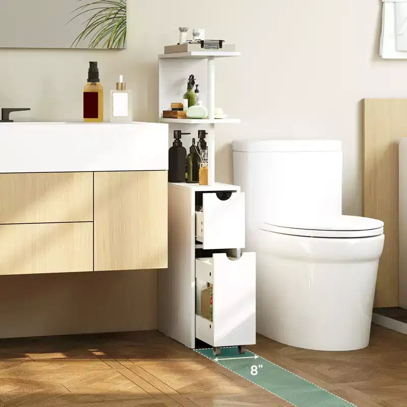 Meuble de rangement étroit Costway avec étagères ouvertes, tiroir coulissant et chariot sur roulettes pour la cuisine