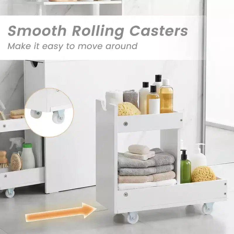 Meuble de rangement étroit Costway avec étagères ouvertes, tiroir coulissant et chariot sur roulettes pour la cuisine