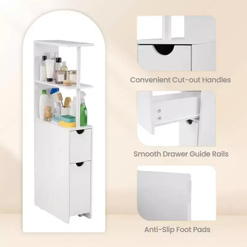 Meuble de rangement étroit Costway avec étagères ouvertes, tiroir coulissant et chariot sur roulettes pour la cuisine