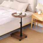 Table d'appoint ronde à 2 niveaux, table d'appoint rotative à 360° réglable en hauteur avec rangement et roulettes, tables de service mobiles pour salon, salle de bain, chambre à coucher