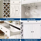 Bahut de ferme avec portes coulissantes façon grange, meuble de rangement avec étagère pour cuisine, salle à manger, salon