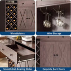 Bahut de ferme avec portes coulissantes façon grange, meuble de rangement avec étagère pour cuisine, salle à manger, salon