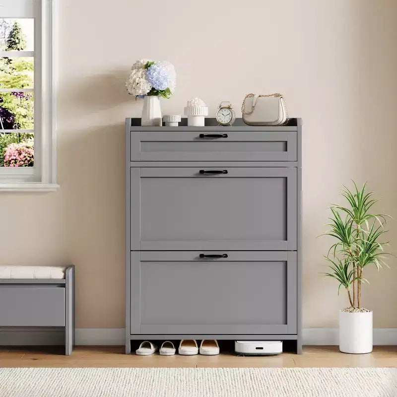 Meuble à chaussures pivotant moderne, Rangement peu encombrant pour entrées, Durable et élégant, Montage facile, Idéal pour les foyers occupés
