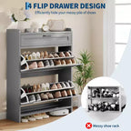Meuble à chaussures pivotant moderne, Rangement peu encombrant pour entrées, Durable et élégant, Montage facile, Idéal pour les foyers occupés