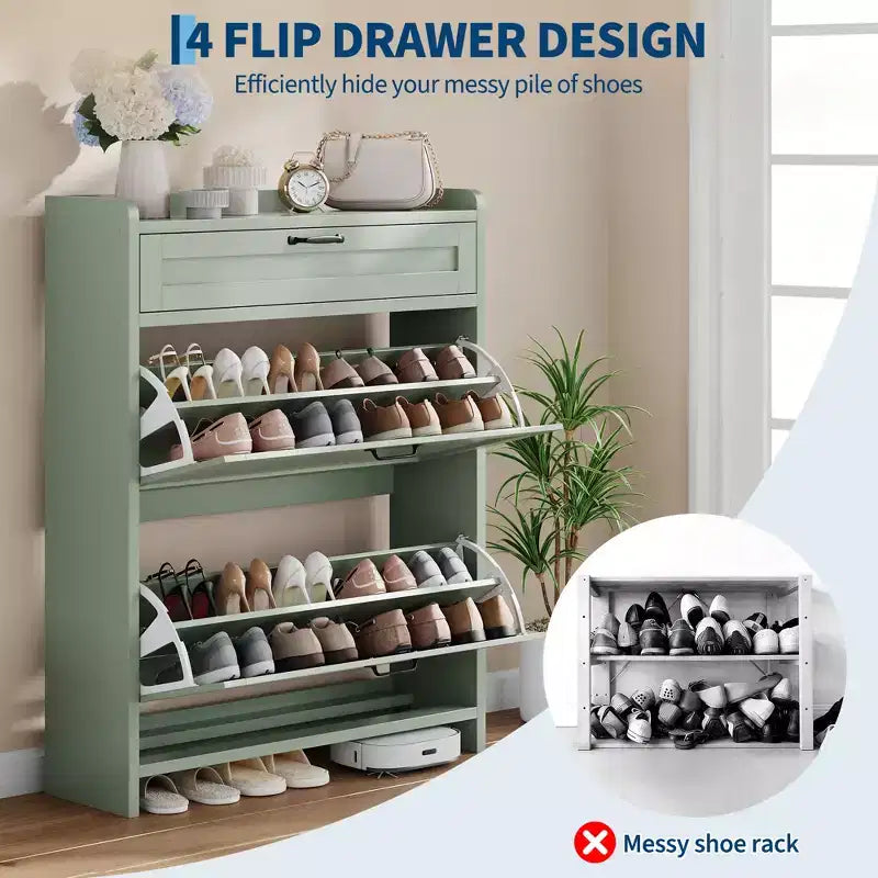 Meuble à chaussures pivotant moderne, Rangement peu encombrant pour entrées, Durable et élégant, Montage facile, Idéal pour les foyers occupés