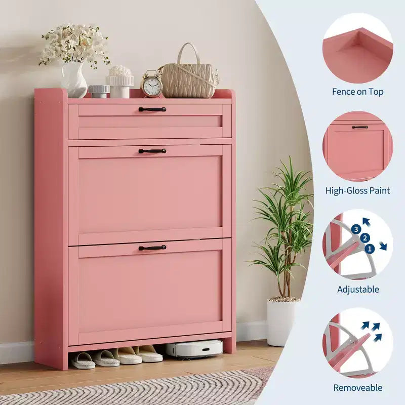 Meuble à chaussures pivotant moderne, Rangement peu encombrant pour entrées, Durable et élégant, Montage facile, Idéal pour les foyers occupés