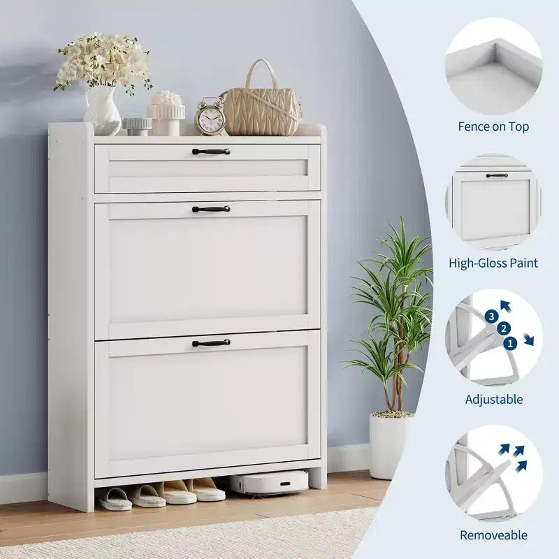 Meuble à chaussures pivotant moderne, Rangement peu encombrant pour entrées, Durable et élégant, Montage facile, Idéal pour les foyers occupés
