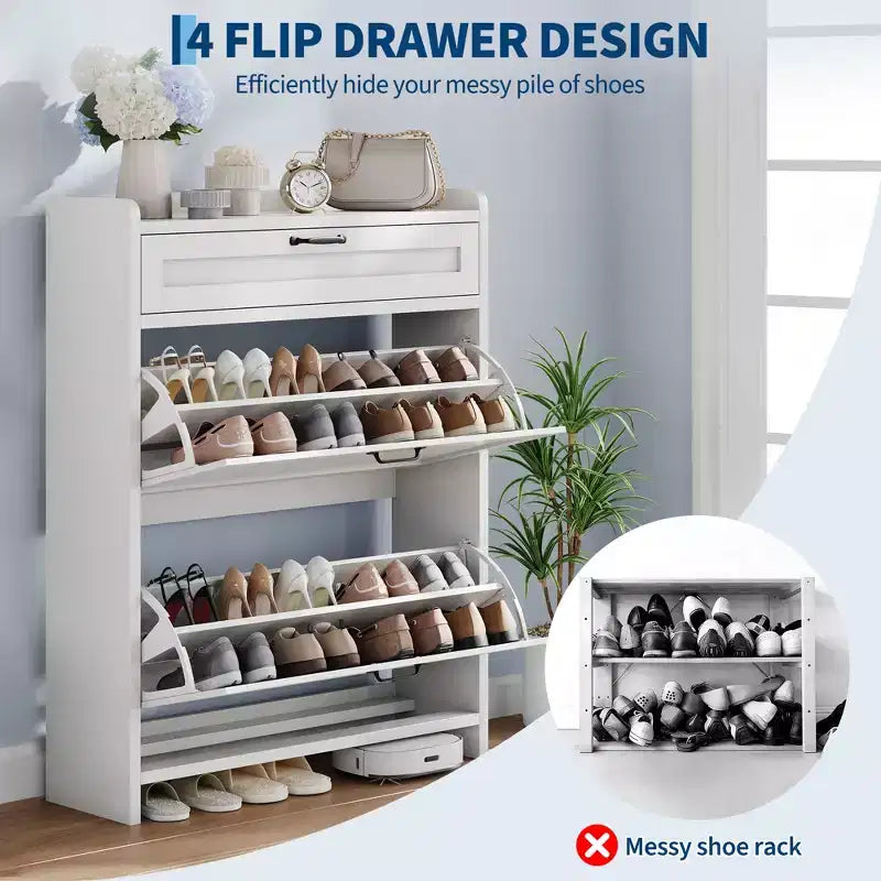 Meuble à chaussures pivotant moderne, Rangement peu encombrant pour entrées, Durable et élégant, Montage facile, Idéal pour les foyers occupés