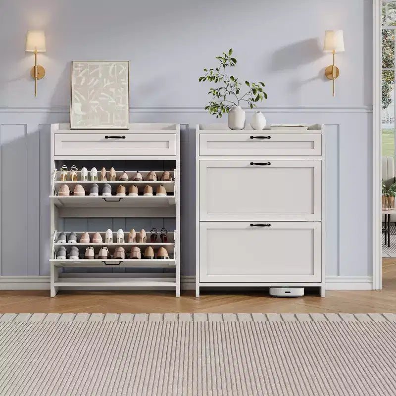 Meuble à chaussures pivotant moderne, Rangement peu encombrant pour entrées, Durable et élégant, Montage facile, Idéal pour les foyers occupés