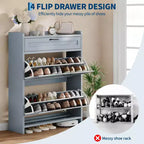 Meuble à chaussures pivotant moderne, Rangement peu encombrant pour entrées, Durable et élégant, Montage facile, Idéal pour les foyers occupés
