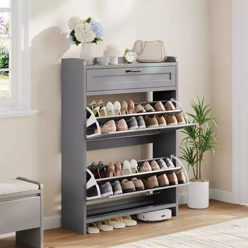 Meuble à chaussures pivotant moderne, Rangement peu encombrant pour entrées, Durable et élégant, Montage facile, Idéal pour les foyers occupés