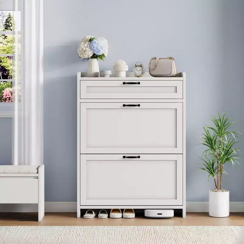 Meuble à chaussures pivotant moderne, Rangement peu encombrant pour entrées, Durable et élégant, Montage facile, Idéal pour les foyers occupés