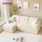 VASAGLE Canapé sans accoudoirs de 275 cm avec méridienne, assise profonde, en velours côtelé en forme de L pour salon, méridienne à droite