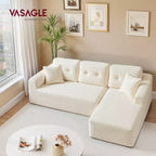 VASAGLE Canapé sans accoudoirs de 275 cm avec méridienne, assise profonde, en velours côtelé en forme de L pour salon, méridienne à droite