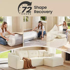 VASAGLE Canapé sans accoudoirs de 275 cm avec méridienne, assise profonde, en velours côtelé en forme de L pour salon, méridienne à droite