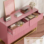 Commode de chambre à coucher, commode large en bois à 6 tiroirs avec pieds en métal, organisateur de commode moderne