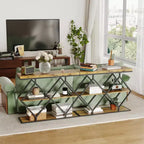 Console 3 niveaux – Table d'entrée industrielle avec cadre en métal en forme de losange, étagère de rangement ouverte, table d'appoint pour salon, couloir et hall d'entrée