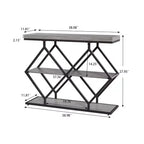 Console 3 niveaux – Table d'entrée industrielle avec cadre en métal en forme de losange, étagère de rangement ouverte, table d'appoint pour salon, couloir et hall d'entrée