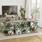 Console 3 niveaux – Table d'entrée industrielle avec cadre en métal en forme de losange, étagère de rangement ouverte, table d'appoint pour salon, couloir et hall d'entrée