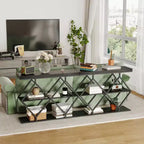 Console 3 niveaux – Table d'entrée industrielle avec cadre en métal en forme de losange, étagère de rangement ouverte, table d'appoint pour salon, couloir et hall d'entrée
