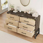 Dresser for Bedroom, 52 in Wide 6-Drawer Wooden Dresser with Large Storage, Freestanding Chest