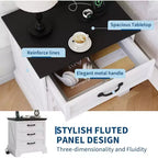 Table de chevet de style ferme moderne avec 3 grands tiroirs, table d'appoint rustique de 63 cm de large, table de chevet rétro en bois pour chambre à coucher, blanc