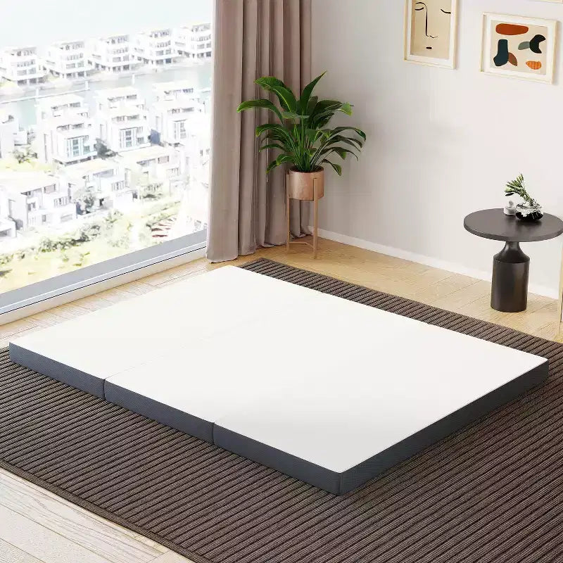BestMassage 4 Inch Folding Mattress Tri-Fold Memory Foam Mattress Topper with Washable Cover for Camping Gust or Floor RV, Queen