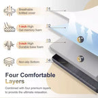 BestMassage Matelas pliant de 10 cm, surmatelas en mousse à mémoire de forme triple, avec housse lavable pour camping, invités ou VR, grand lit