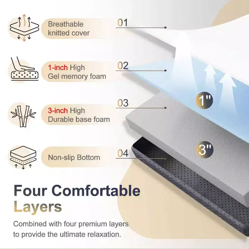 BestMassage Matelas pliant de 10 cm, surmatelas en mousse à mémoire de forme triple, avec housse lavable pour camping, invités ou VR, grand lit